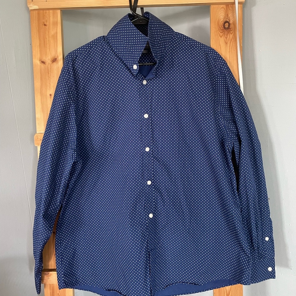 Michael Kors Men's Blue Polka Dot Shirt